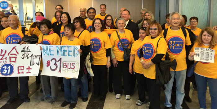The CTA31 / CTA11 Crosstown Bus Coalition at a CTA board meeting this year / Photo: Alderman Ameya Pawar on Facebook 